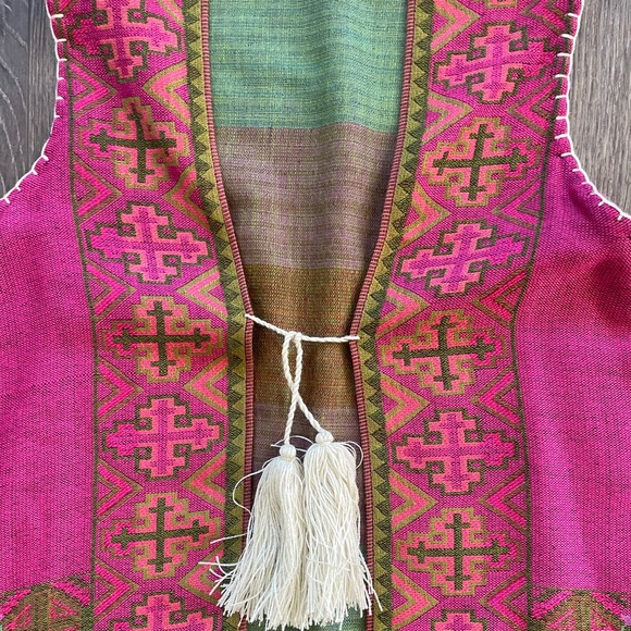 Pashmina Vest Shawl Fringe Tassel Lagenlook  Pink Womens One Size - Picture 1 of 12